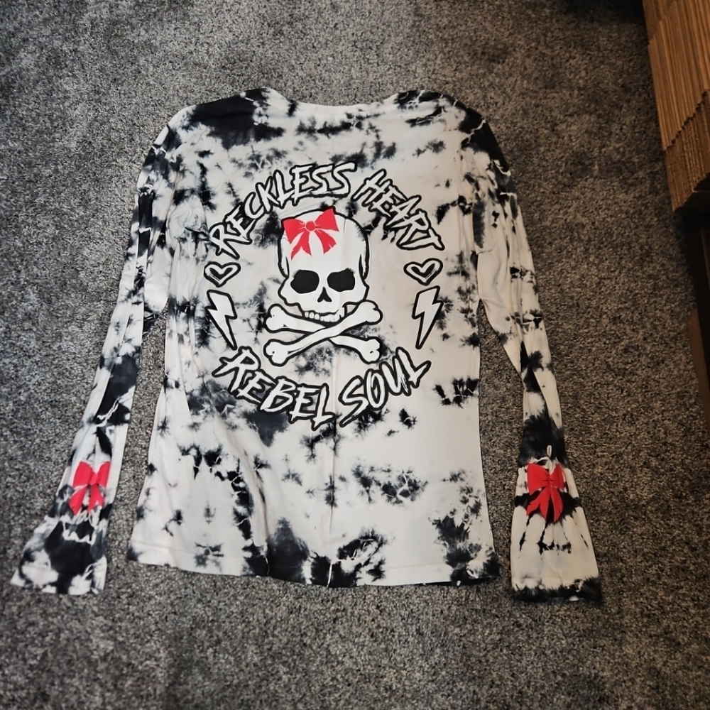 Beautiful Disaster Skull Rebel Soul Tie-dye Shirt Sz Large